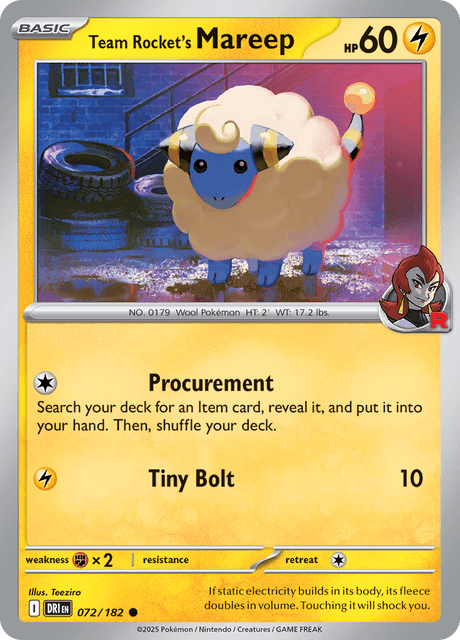 ロケット団のメリープ / Team Rocket's Mareep (DRI #72)